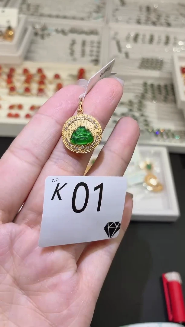 吊坠(不含链)银S925镶嵌翡翠多样性发一K01