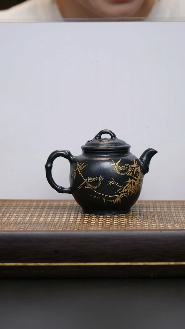 茶壶紫砂兰色妖姬 竹报平安