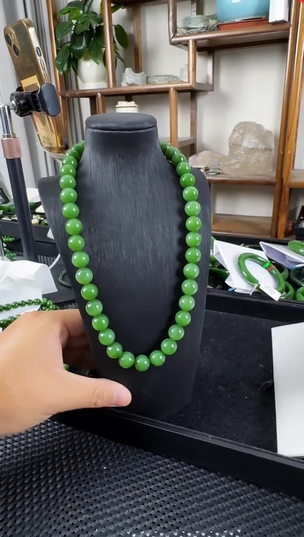 和田玉（碧玉）未镶嵌项链约12MM多样性发一