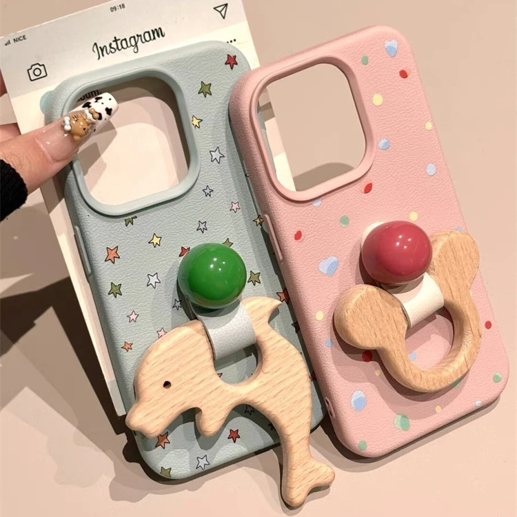 ins风可爱波点米奇金鱼指环扣适用苹果16pro手机壳15promax少女14