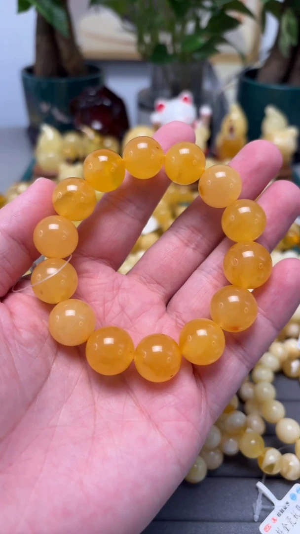 手串琥珀未镶嵌p15焦皮红微瑕单圈 27.3克 15mm