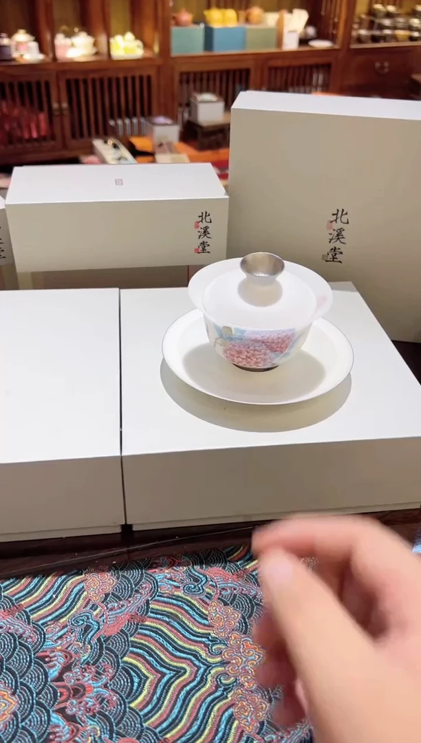 粉绣球盖碗茶具茶具