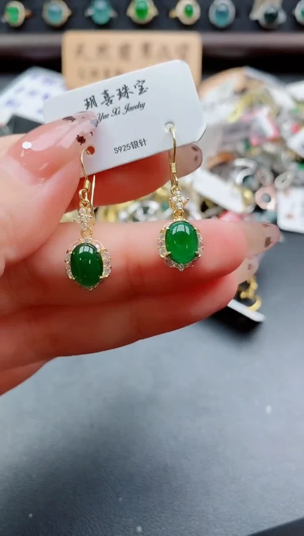 银S925镶嵌戒指翡翠1