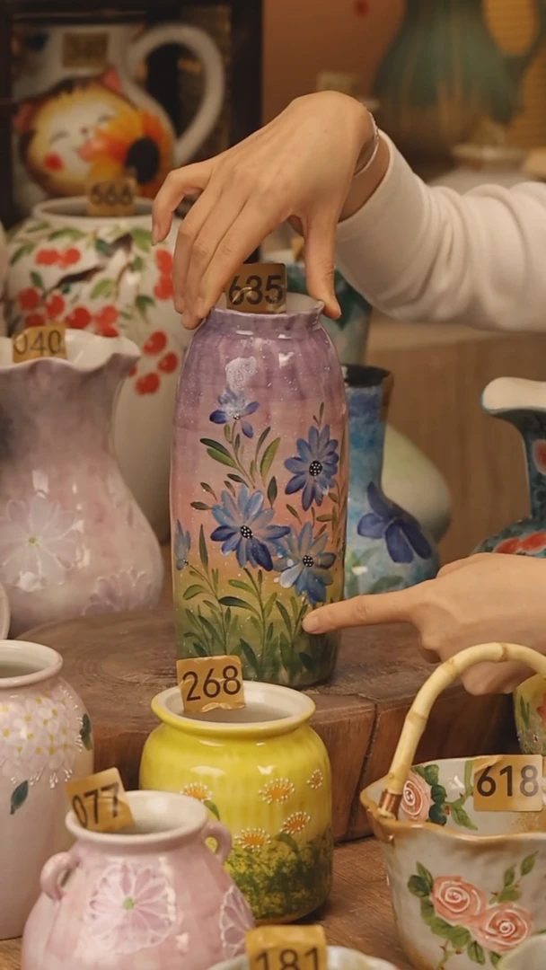 陶瓷景德镇设计师手作花器摆件侘寂风@M635@