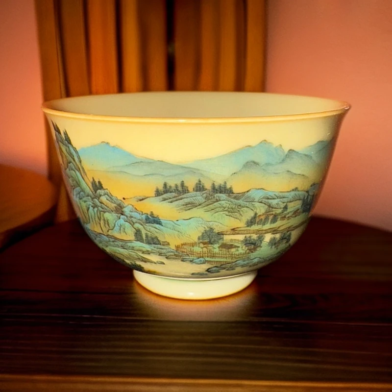 【小乔赏瓷】 谢小金 景德镇手工手绘千里江山图杯