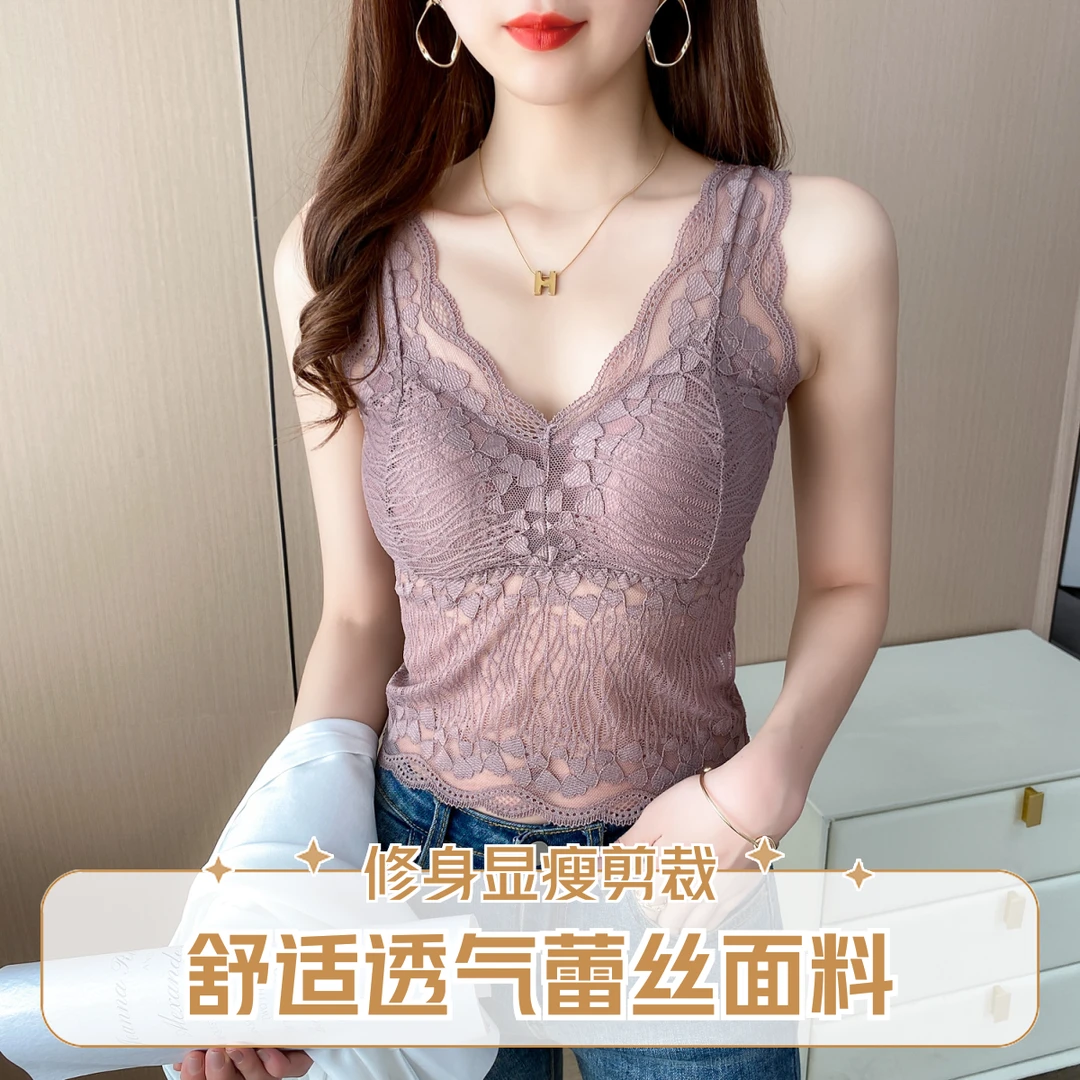 吊带背心夏季高三高考妈妈装蕾丝美背打底防晒简约吊带不透