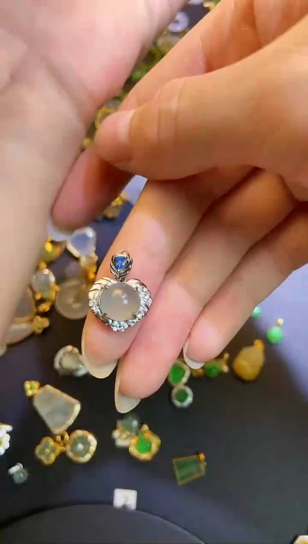 翡翠银S925镶嵌吊坠(不含链)1