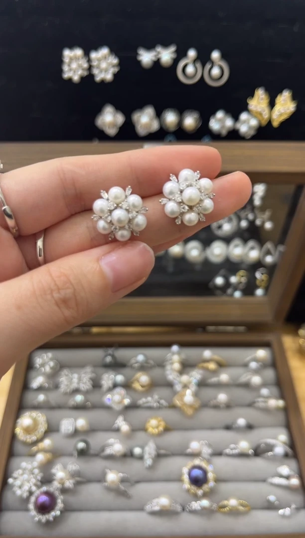 【闪购商品】淡水珍珠耳饰银S925镶嵌耳钉