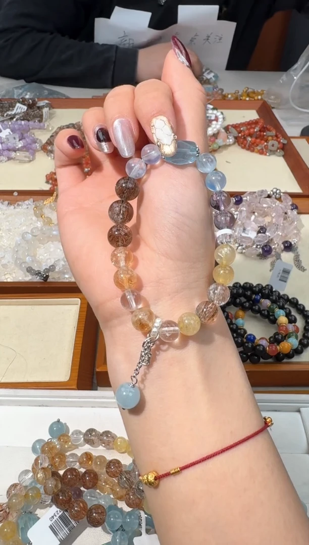 【闪购商品】水晶手串银S925镶嵌D158金发黑金超海蓝随行款