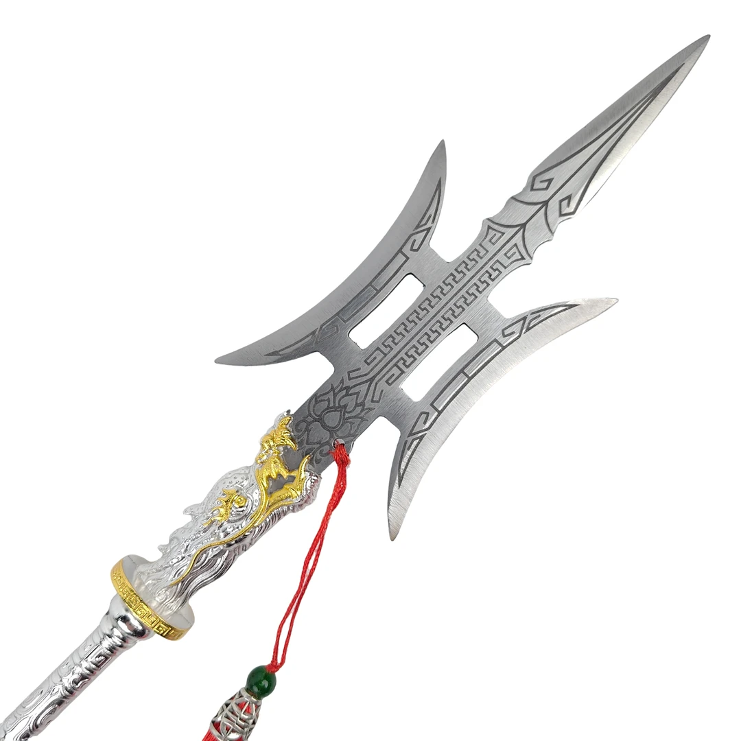 【11】银龙戟金属手柄装饰碳钢刃材不开刃工艺品摆件