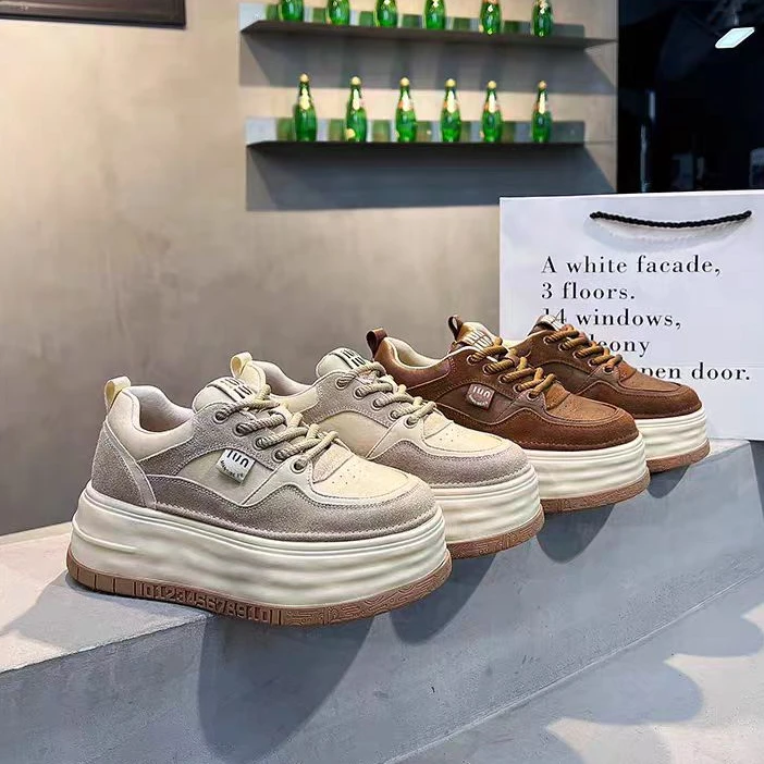 【洋弟】松糕复古板鞋ins潮 网红百搭厚底运动鞋6110