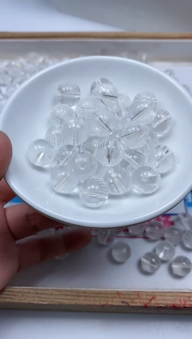 水晶珠宝半成品未镶嵌B334 白水晶 白心经12mm2个9.9元