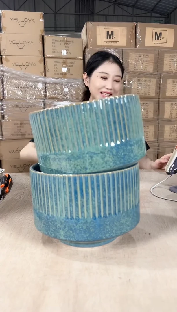 2半条纹蓝花釉中号21x14