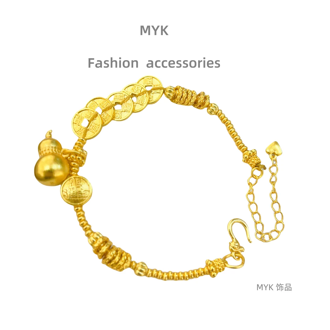 合金手链 小葫芦五帝钱日进斗金盘缠手链女中式复古国潮风不掉色