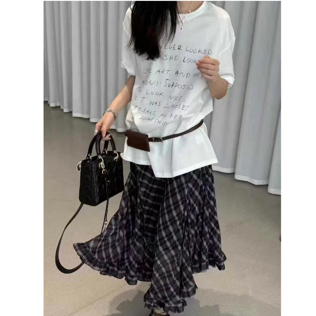 【花姐服饰】2025A型显瘦直筒裙休闲气质不规则中腰百搭A字裙半身裙