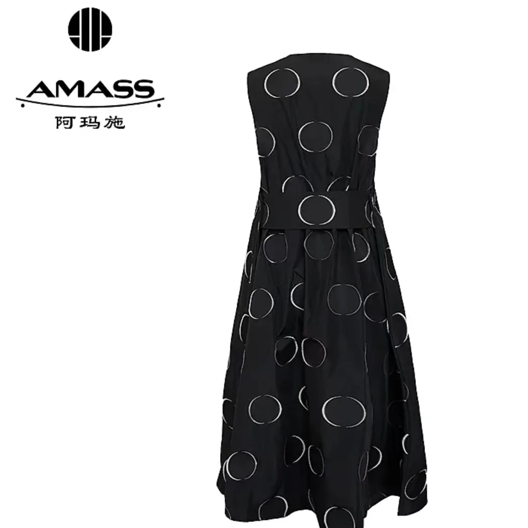 阿玛施AMASS 摩登个性无袖宽松宽腰袢造型洋装550005