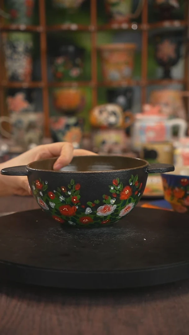 紫砂油画釉下彩手绘