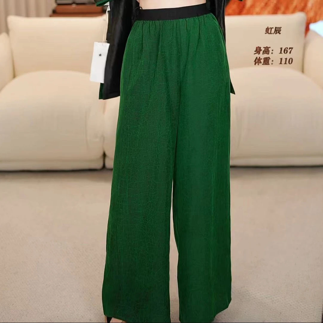 【虹辰`HONGCHE】高端香云沙时尚气质桑蚕丝休闲裤高级感优雅-HC517