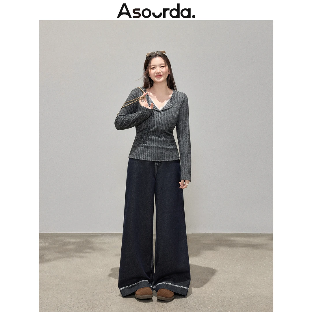 一口苏达丹宁假日 小众炸街高级感女装新款潮牌遮肉显瘦牛仔裤子