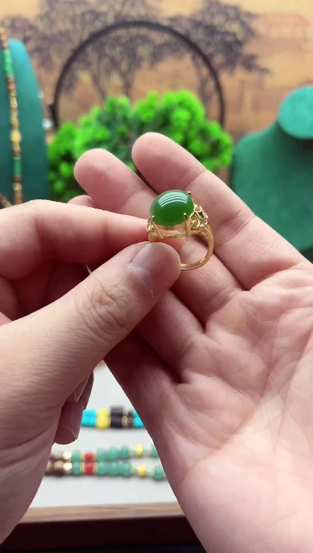 【闪购商品】和田玉戒指14K金镶嵌J31