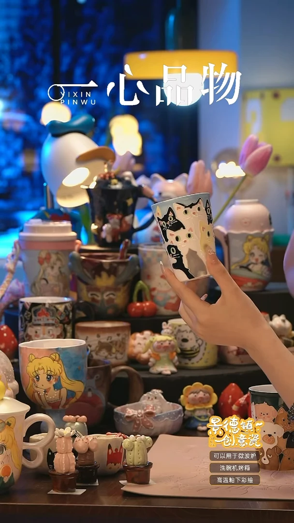 摆件A324景德镇手工手绘杯子摆件