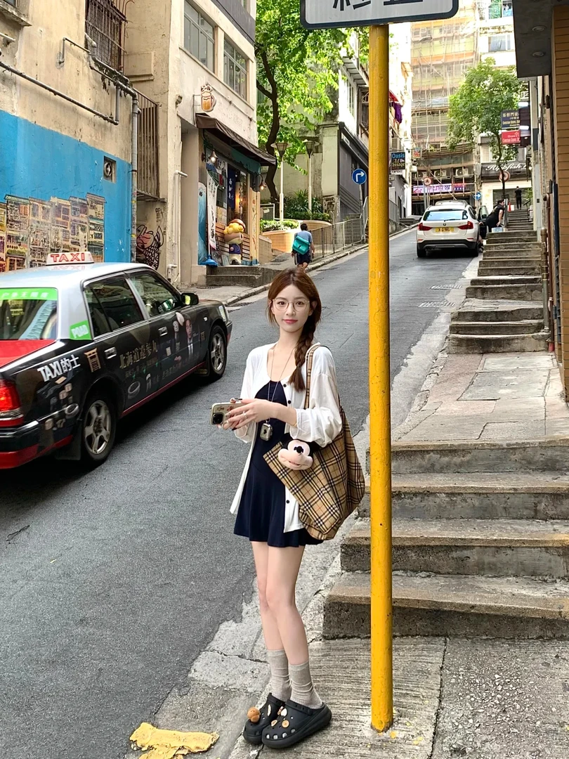 2025夏季新款韩系穿搭松弛感白色开衫上衣休闲T恤连衣裙两件套女