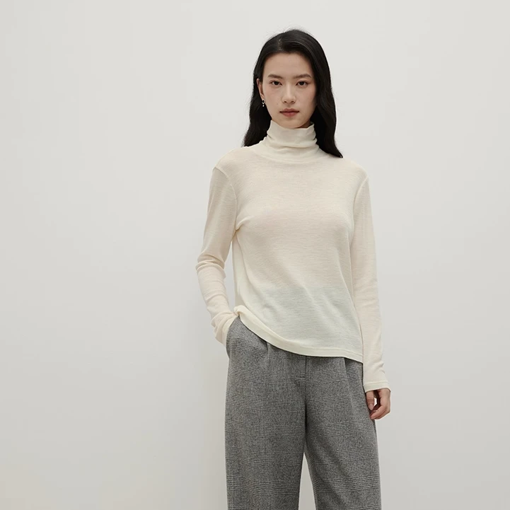 【有你】秋冬款通透羊毛堆领打底上衣女长袖打底衫女WTZBAN0172