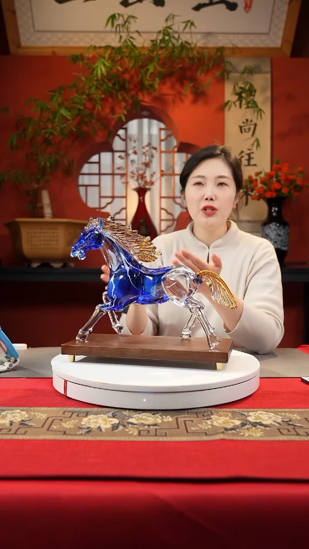 【闪购商品】琉璃手工艺品蓝色奔马