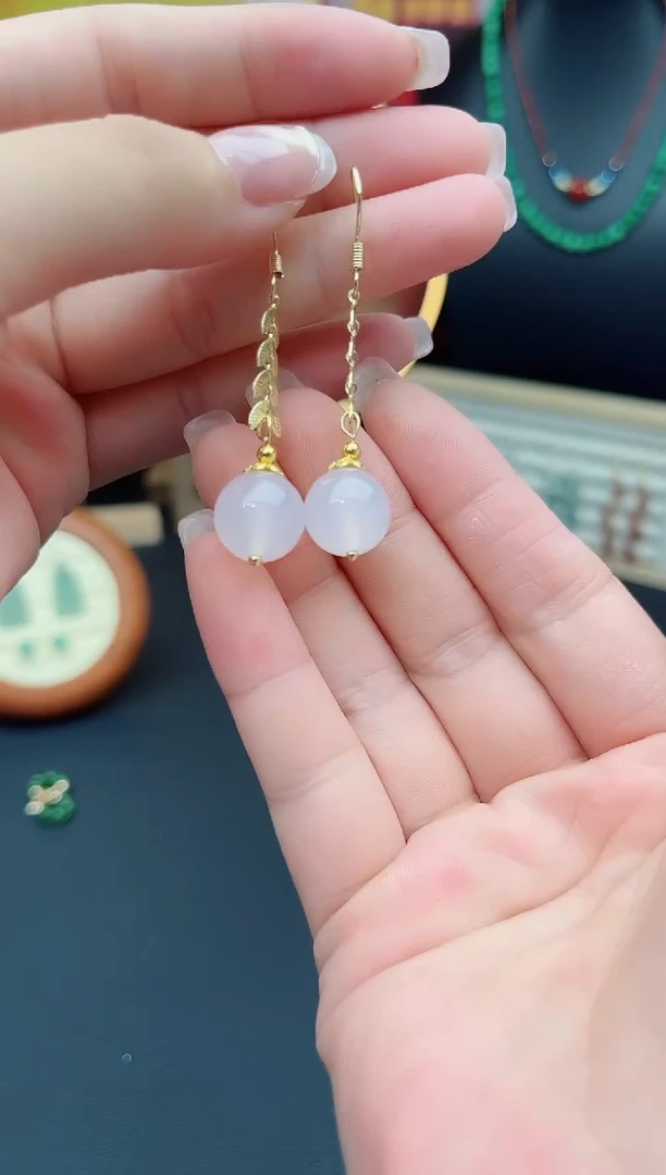 玛瑙/玉髓耳饰银S925镶嵌915000