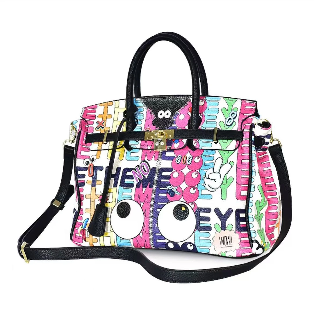 小田姐姐【EYE THEME】时尚斜挎单肩包 2539 字母彩/黑