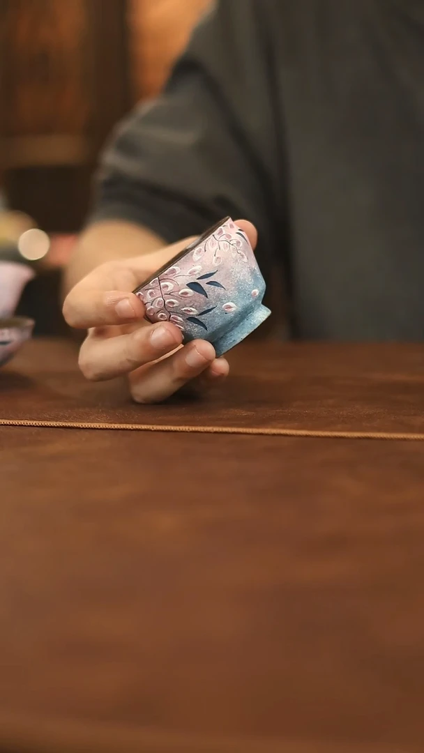 粉引紫藤花束口杯