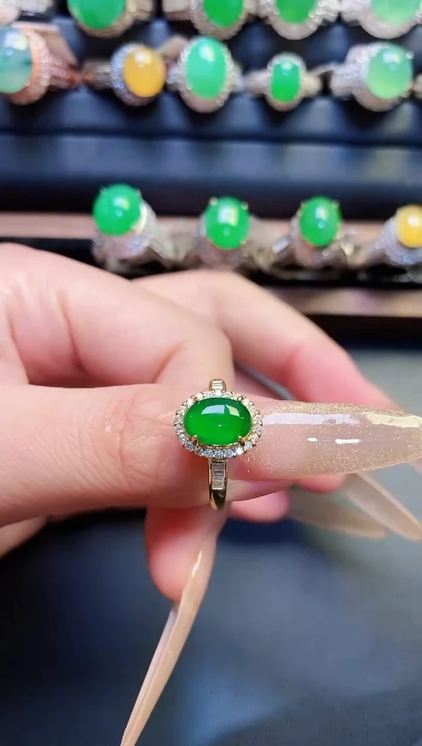 银S925镶嵌戒指翡翠天然