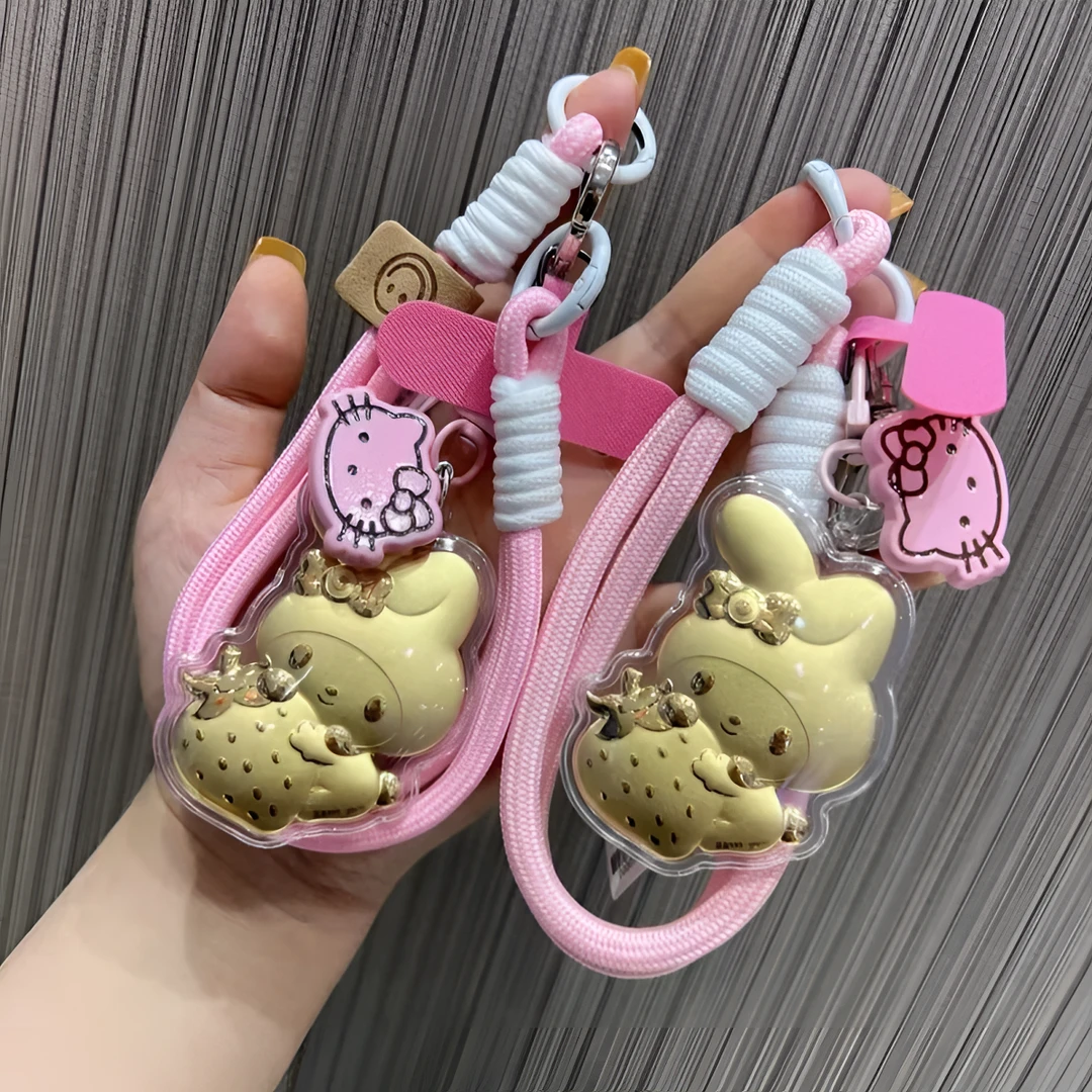 【伊诺珠宝】草莓美乐蒂黄金手机挂女款通用卡通挂绳深圳水贝黄金