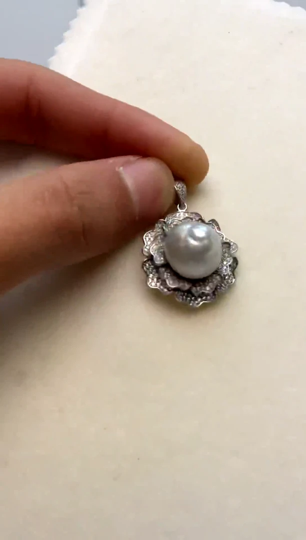 颈饰银S925镶嵌海水珍珠