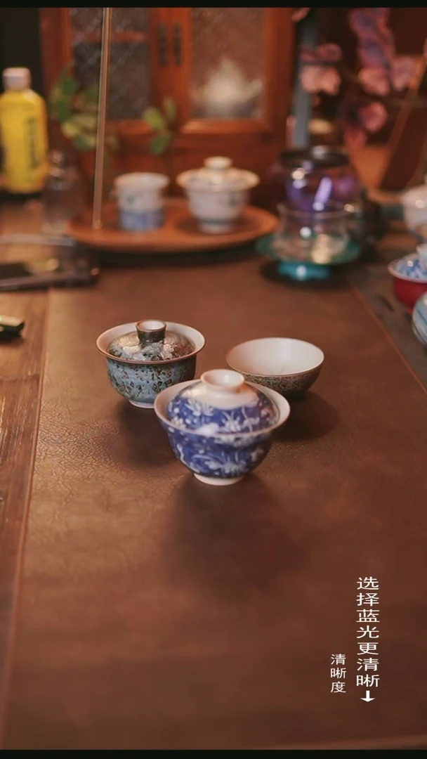 苏打釉一路连科盖碗