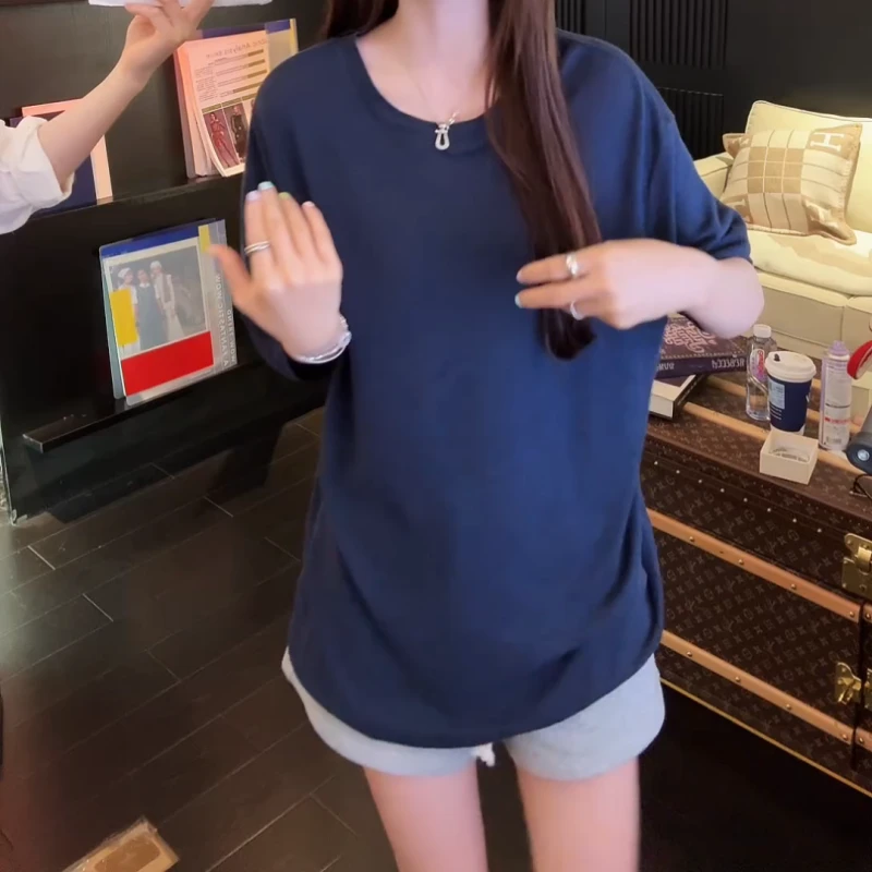 2025新款爱心字母刺绣短袖T恤+灰色短裤套装LK2503605