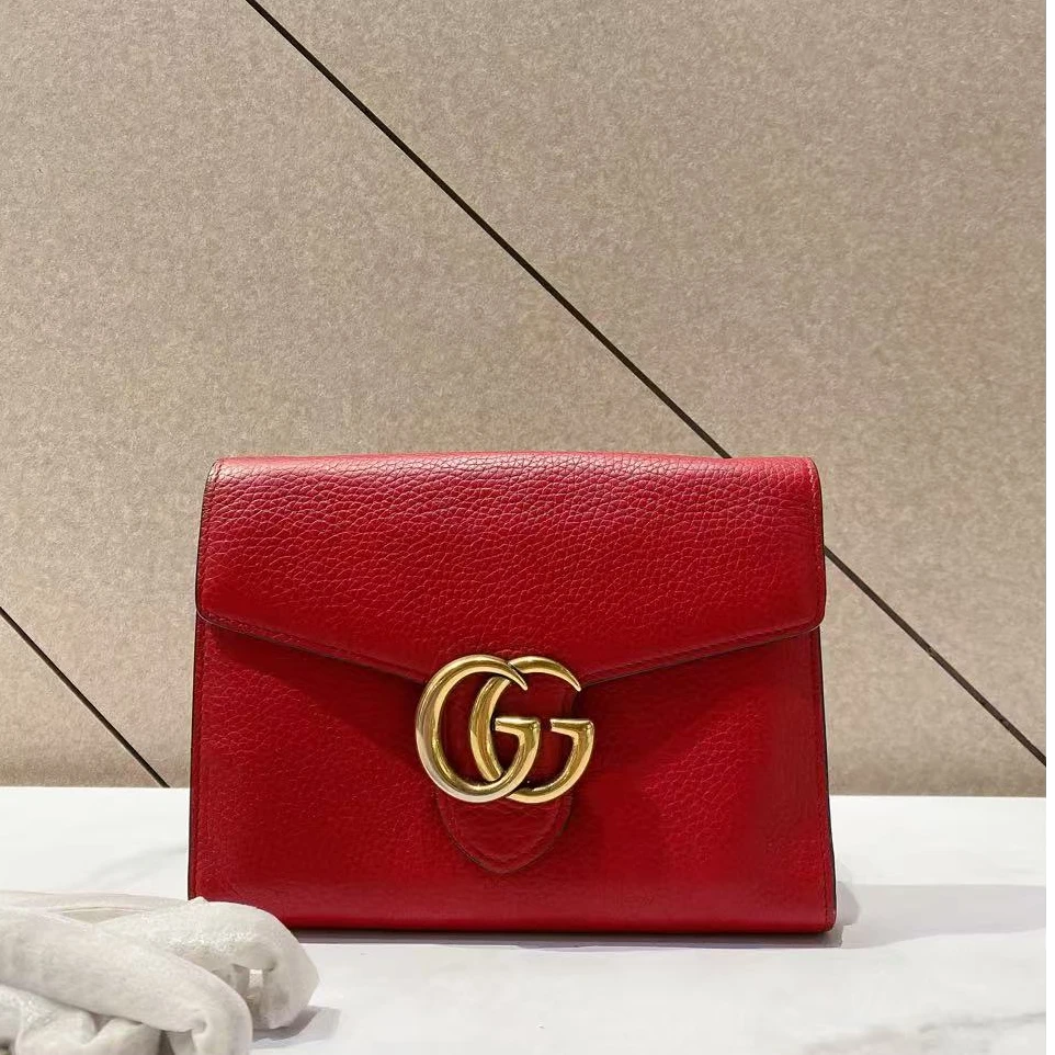 95新 GUCCI/古驰 帝爵奢品Gucci红色全皮风琴woc