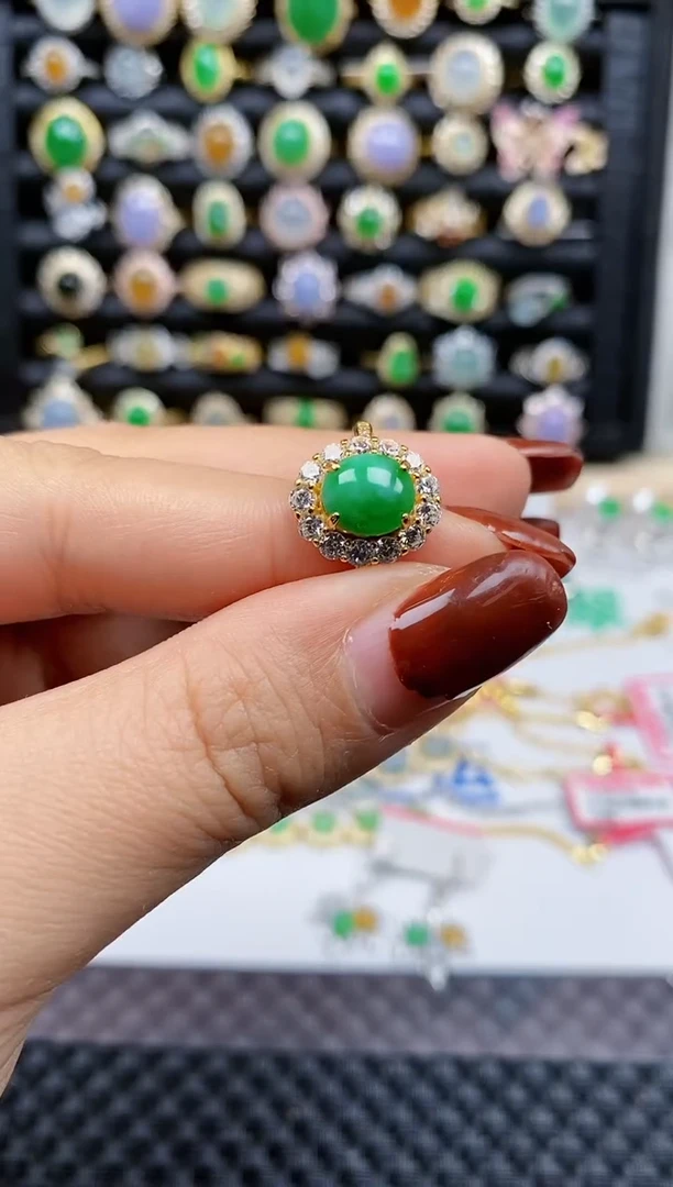 银S925镶嵌戒指翡翠210