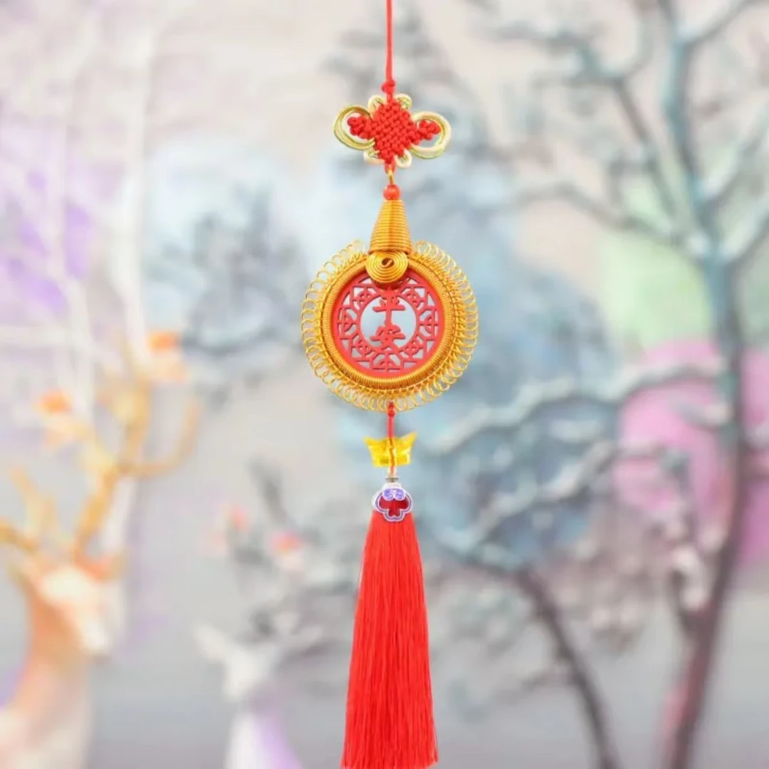 铝行天下款非遗手工编织车载平安福吊坠挂件,挂车上挂家里的摆件