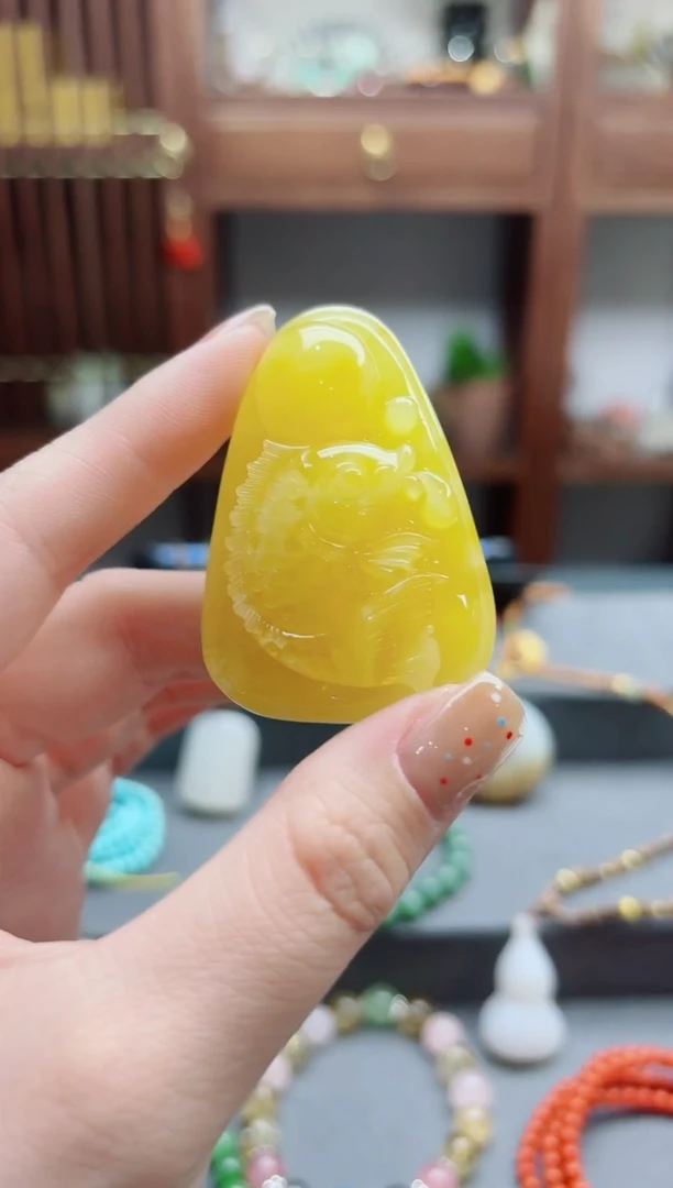 未镶嵌颈饰蜜蜡蜜蜡鱼牌吊坠HS编绳