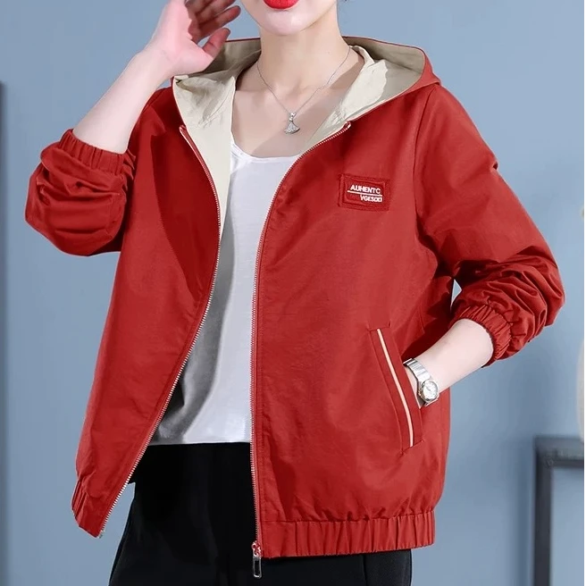 【金夫人妈妈装】中老年短款加棉宽松连帽夹克外套早春小个子上衣