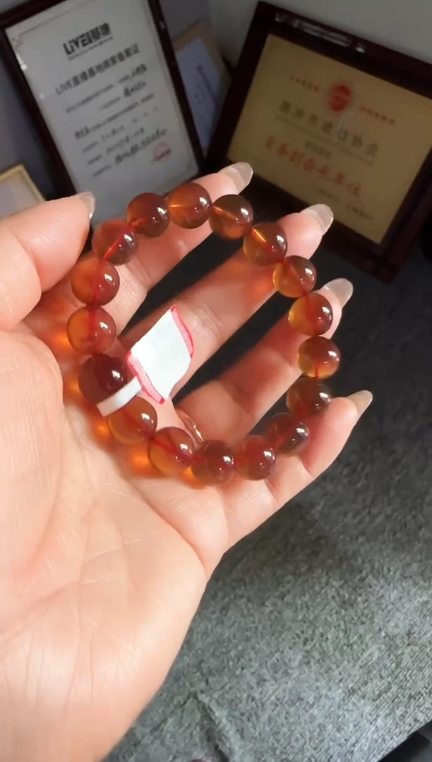 手串琥珀未镶嵌#7缅甸琥珀紫罗兰手串11mm