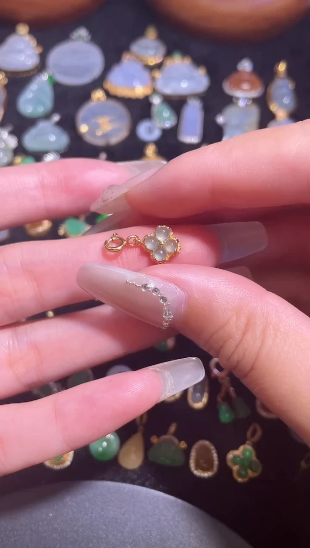 吊坠(不含链)银S925镶嵌翡翠天然a货翡翠