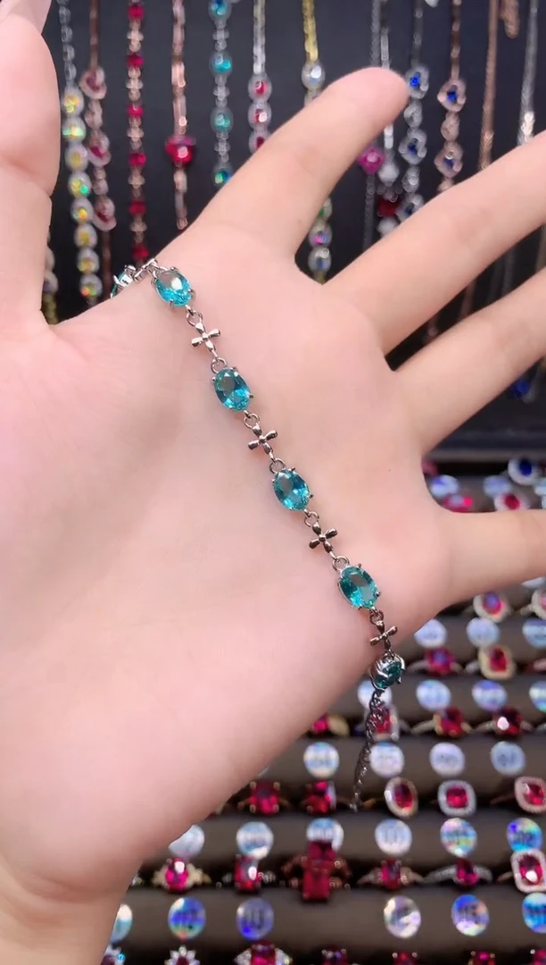 手链银S925镶嵌红宝石银色