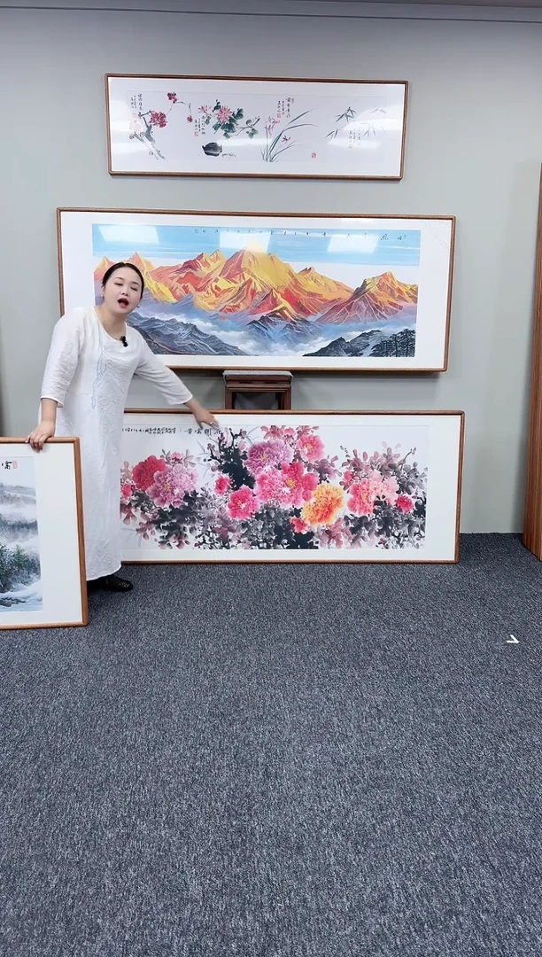 国画花开富贵210*80手绘作品