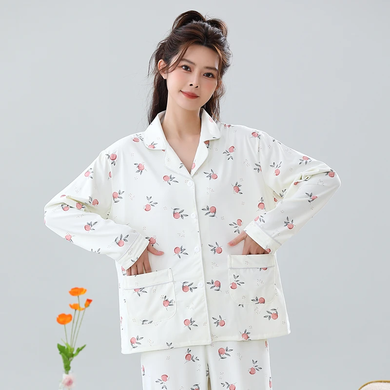 睡衣女秋冬新款2025年长袖大码网红爆款可外穿休闲家居服两件套装