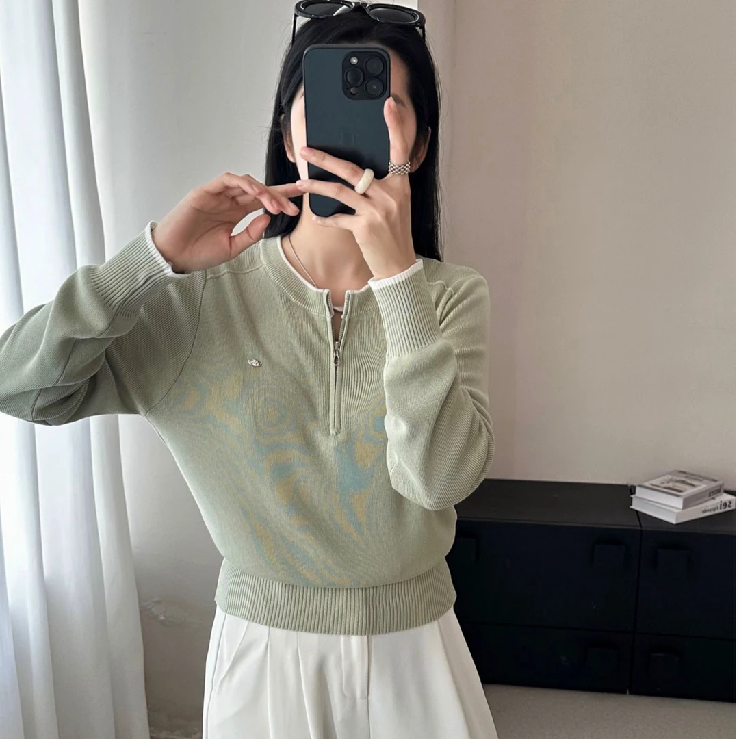 【苗姐优选】春季新款高级显瘦小标半拉链气质款女士上衣打底MZ803