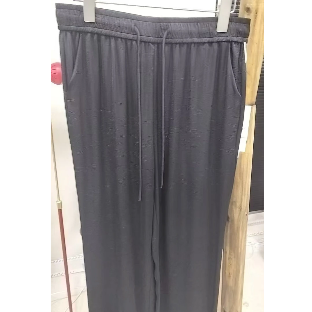 YXK2555阔腿裤休闲裤日系宽松褶皱裤舒适休闲百搭女士丝丝裤