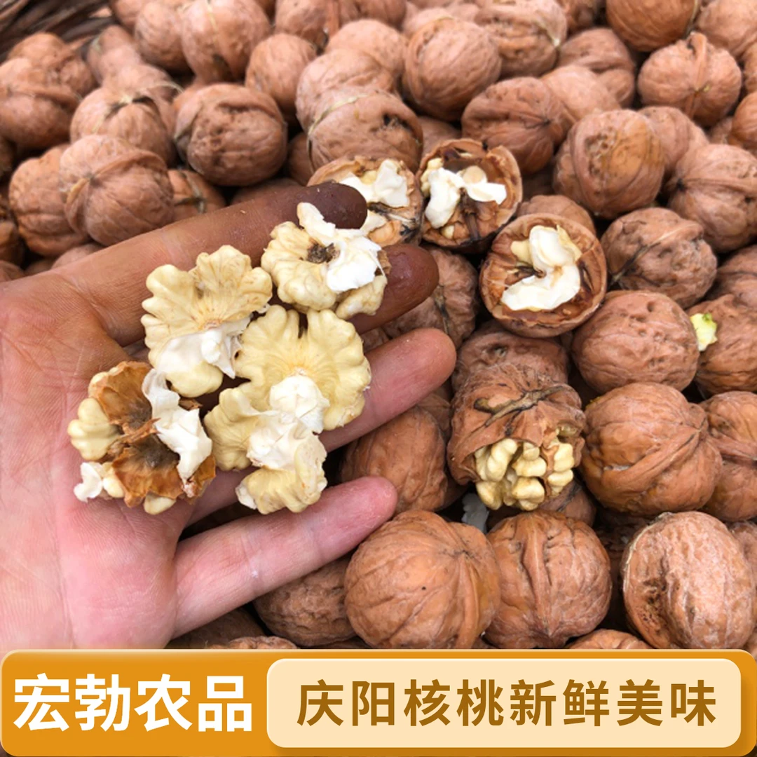 甘肃庆阳新鲜去青皮湿核桃薄壳脆嫩孕妇零食美味醇香产地直发