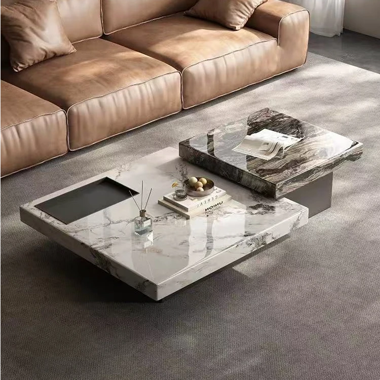 天然大理石茶几复古意式极简轻奢客厅设计师2025新款高端茶台